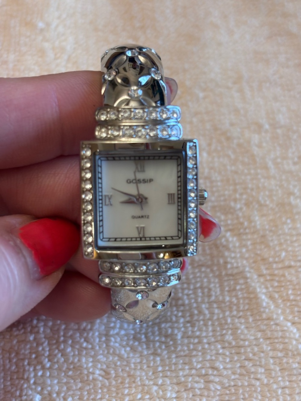 Gossip Silver Tone Crystal-Embellished Women's Bracelet Watch